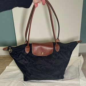 Longchamp Black and Brown Tote Bag